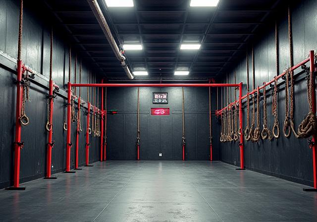 CrossFit-Box mit Seilen und Ringen